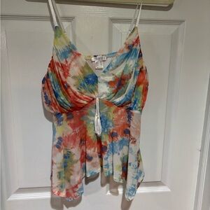 VENUS Multicolor Tie-Dye V-Neck Tassel Camisole